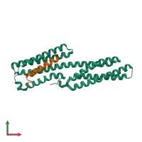 PDB entry 3zdl coloured by chain, front view.