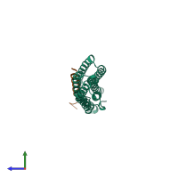 PDB entry 3zdl coloured by chain, side view.