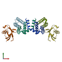 PDB entry 3zdm coloured by chain, front view.