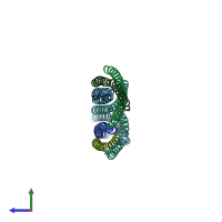 PDB entry 3zdo coloured by chain, side view.