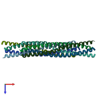 PDB entry 3zdo coloured by chain, top view.