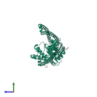 PDB entry 3zdq coloured by chain, side view.