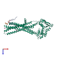 PDB entry 3zdq coloured by chain, top view.