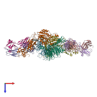 PDB entry 3ze0 coloured by chain, top view.