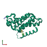 PDB entry 3zeb coloured by chain, front view.
