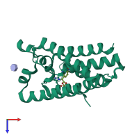 PDB entry 3zeb coloured by chain, top view.