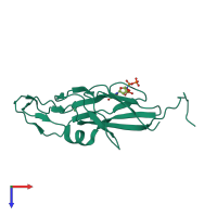 PDB entry 3zf0 coloured by chain, top view.