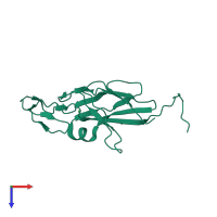 PDB entry 3zf3 coloured by chain, top view.