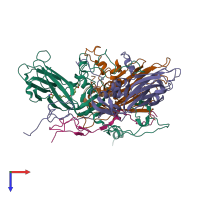 PDB entry 3zff coloured by chain, top view.