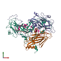 PDB entry 3zfg coloured by chain, front view.