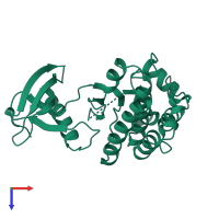 PDB entry 3zfm coloured by chain, top view.