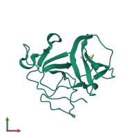 PDB entry 3zfq coloured by chain, front view.