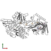 Hetero trimeric assembly 1 of PDB entry 3zfs coloured by chemically distinct molecules, front view.