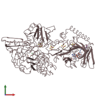 PDB entry 3zfs coloured by chain, front view.