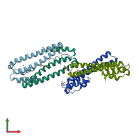 PDB entry 3zg1 coloured by chain, front view.