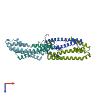 PDB entry 3zg1 coloured by chain, top view.