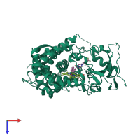 PDB entry 3zg2 coloured by chain, top view.
