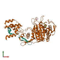 PDB entry 3zga coloured by chain, front view.