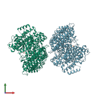 PDB entry 3zgb coloured by chain, front view.