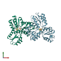 PDB entry 3zgn coloured by chain, front view.