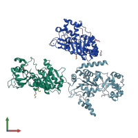 PDB entry 3zgo coloured by chain, front view.