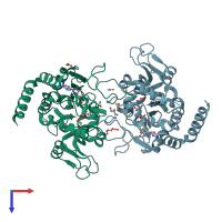 PDB entry 3zgv coloured by chain, top view.