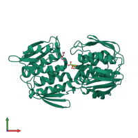 PDB entry 3zh4 coloured by chain, front view.