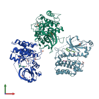 PDB entry 3zh8 coloured by chain, front view.