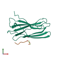 PDB entry 3zhf coloured by chain, front view.