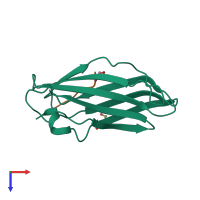 PDB entry 3zhf coloured by chain, top view.