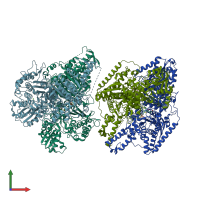 PDB entry 3zhu coloured by chain, front view.