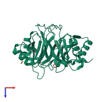 PDB entry 3zi1 coloured by chain, top view.