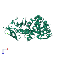 PDB entry 3zi6 coloured by chain, top view.