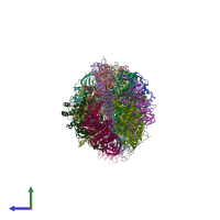 PDB entry 3zia coloured by chain, side view.