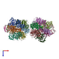 PDB entry 3zia coloured by chain, top view.