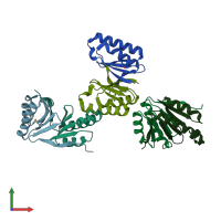 PDB entry 3zie coloured by chain, front view.