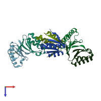 PDB entry 3zie coloured by chain, top view.