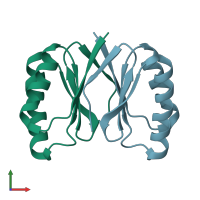 PDB entry 3zih coloured by chain, front view.