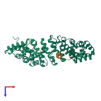 PDB entry 3zin coloured by chain, top view.