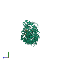 PDB entry 3zio coloured by chain, side view.