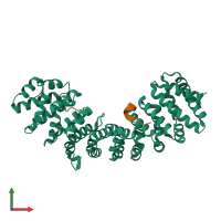 PDB entry 3zip coloured by chain, front view.