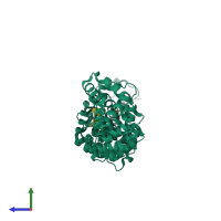 PDB entry 3ziq coloured by chain, side view.