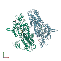 PDB entry 3ziu coloured by chain, front view.