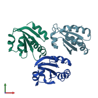 PDB entry 3ziv coloured by chain, front view.