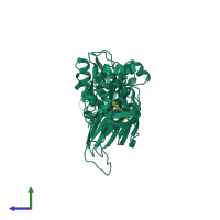 PDB entry 3ziy coloured by chain, side view.
