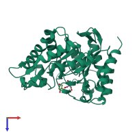 PDB entry 3ziz coloured by chain, top view.