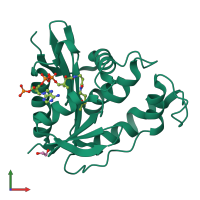 PDB entry 3zj0 coloured by chain, front view.