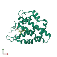 PDB entry 3zjr coloured by chain, front view.