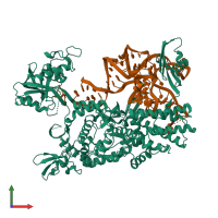 PDB entry 3zjt coloured by chain, front view.