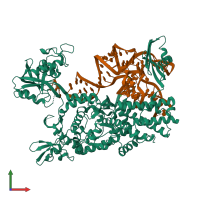 PDB entry 3zju coloured by chain, front view.